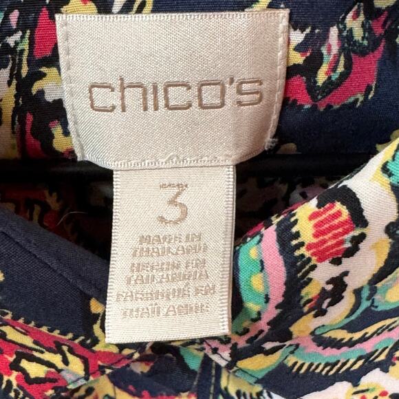 CHICO’s Paisley Button Down Shirt Size 3/XL Cotton Lightweight Summer‎ Coastal - Picture 3 of 9